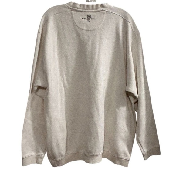 Ashworth Men's V-Neck Golf Pullover Sweater Beige Size L Side Pockets - Picture 3 of 14